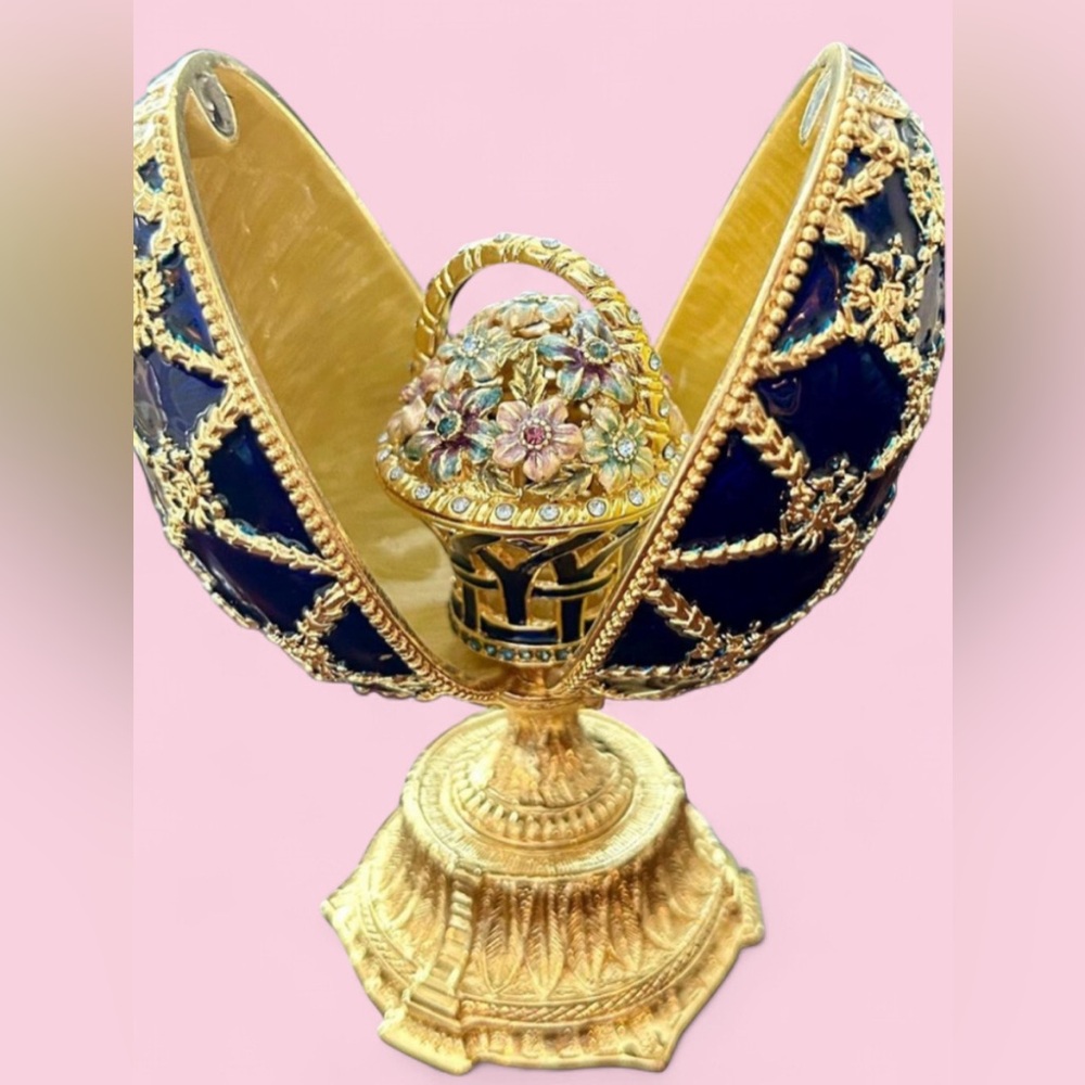 Vtg Faberge’—Style Egg Trinket Ornament Box